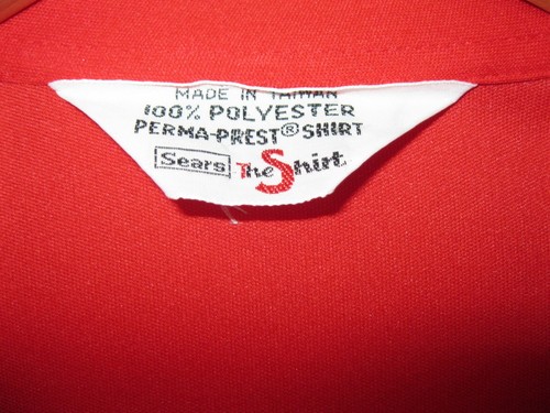Vintage 1970s Sears Roebuck Retro Perma Prest Button Down Red Shirt Women's L/XL - Picture 3 of 5