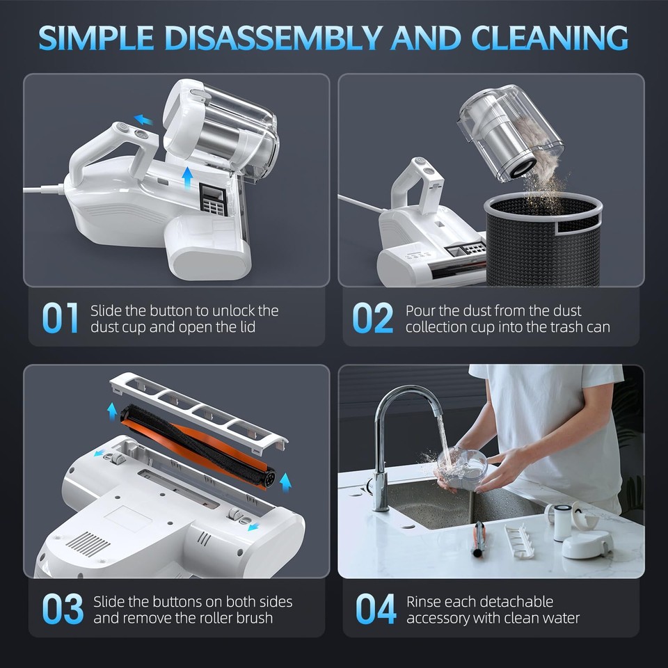 Mattress Vacuum Cleaner Bed Vacuum Cleaner with 16Kpa Suction 253.7nm