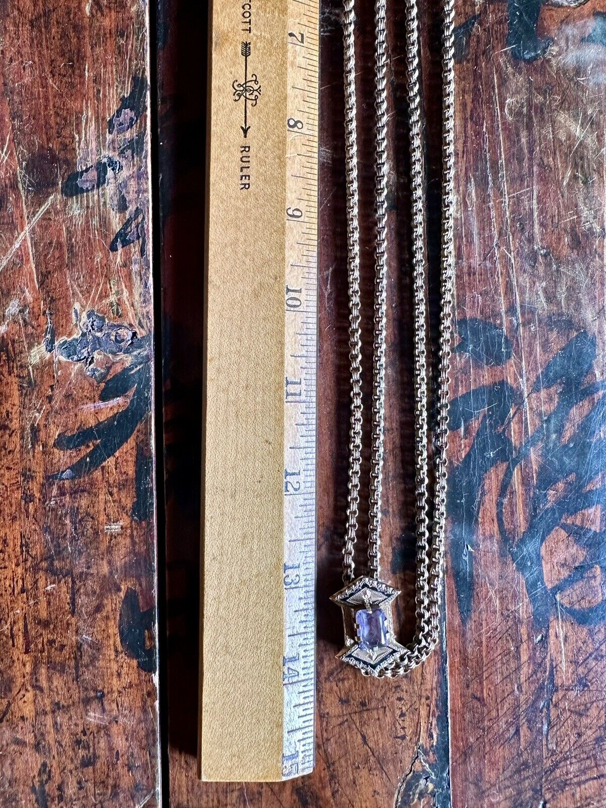 Amazing Antique Victorian Slide Necklace Black En… - image 6