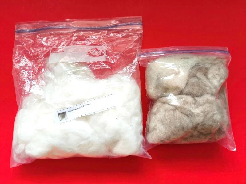 Handspun White Angora Felting  Yarn 1.3 oz & Brown Alpaca 1.6 oz Needle Felting - Image 2 of 3