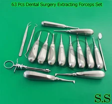 Huge Lot 63 pc Dental Surgery Extracting Forcep Extraction Elevator Plier DN-575