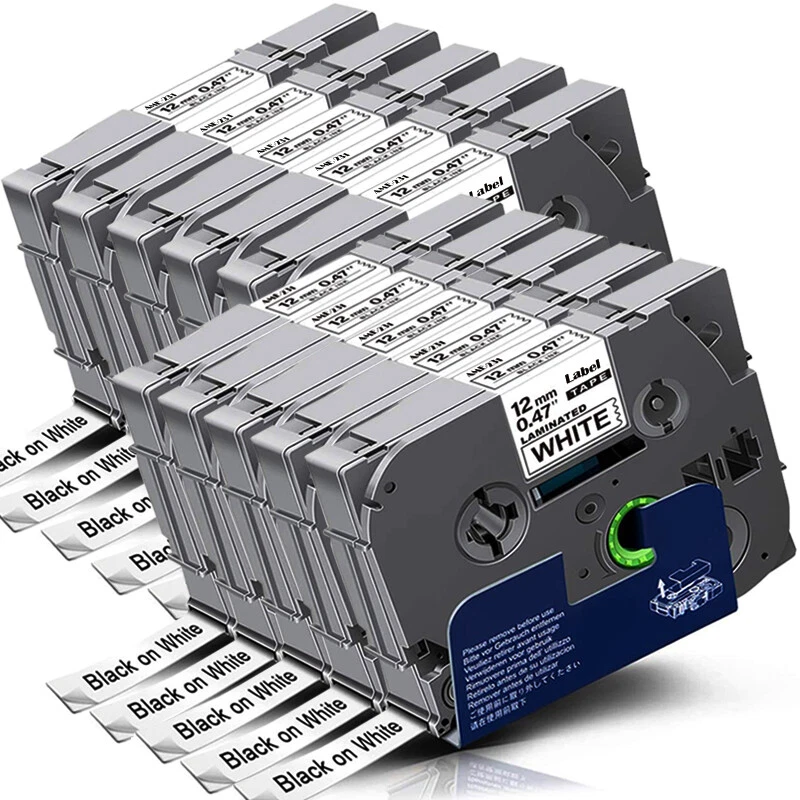 Schriftband Kompatibel für Brother P-touch Bänder 12mm 0.47 TZe-231 PT-H105 1010