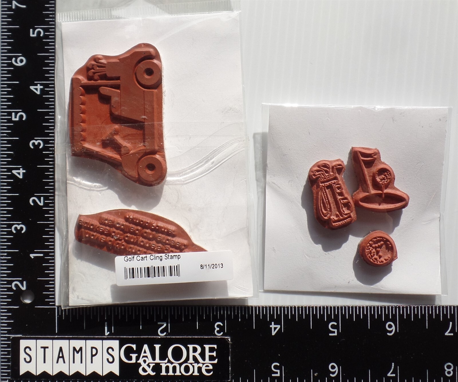 GOURMET Rubber Stamps Unmounted Cushion Cling GOLF CART HOLE FLAG BAG CLUBS 2118