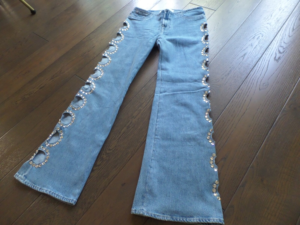 New ADR X 7FAM slouchy boot cut blue jean cut-outs w New ADR X 7FAM slouchy boot cut blue jean cut-outs w