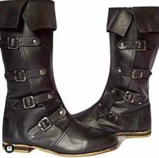 Medieval Genuine Leather Boots Renaissance Partis Long Boot Halloween LARP Party
