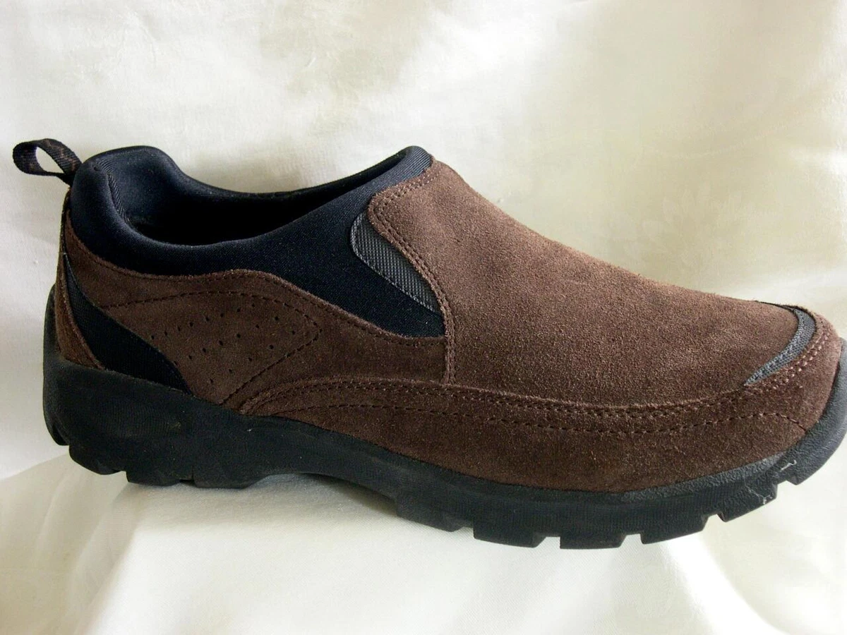 Lands End Mens 8.5 EE Brown Suede Shoe Slip On Casual Comfort