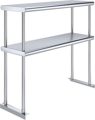 NSF 12'' x 36'' Stainless Steel Adjustable Double Overshelf - Work Table Add-On