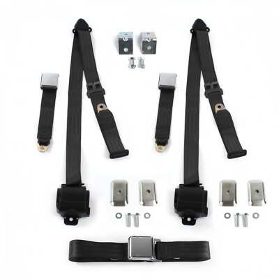 D Truck 1972-1980 Airplane 3pt BK Bench Seat Kit w/Brackets 3 Belts