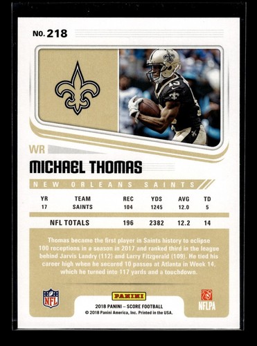 2018 Score #218 Michael Thomas (NM)(FTB) - Picture 2 of 2