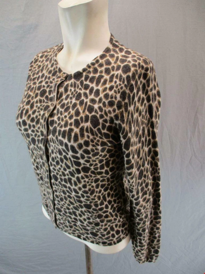 Cárdigan con botones Ann Taylor talla S para mujer marrón estampado animal lana angora 6G043 Foto 3 de 4