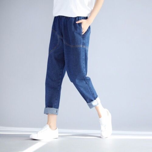 Women Denim Capri Harem Pants Loose 