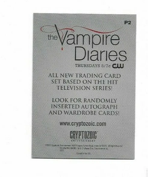 THE VAMPIRE DIARIES TRADING CARDS PROMO CARD #P2 CRYPTOZOIC ENTERTAINMENT - Image 2 of 3