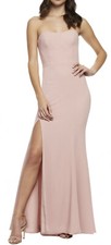 Dress the Population Women's Sz S Ellen Strapless Crepe Dress Gown In Blush