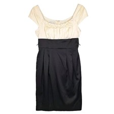 Macy's London Times Womens 4 Satin Dress Black Skirt Off White Bodice Party