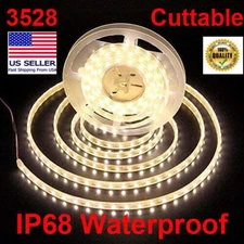 16-64Ft Flexible 300 LED Warm White Strip Lights IP68 Waterproof Bright Outdoor