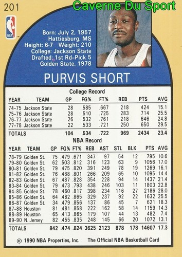 201 PURVIS SHORT BROOKLYN KNICKS CARD CARTE BASKETBALL NBA HOOPS 1990 - Picture 2 of 2