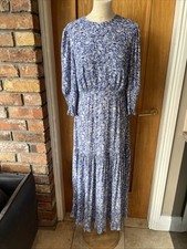 RIXO Lilac Meadow Flower Floral Midi Dress Size Small UK 10