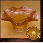 Antique Fenton Carnival Glass Marigold BlackBerry Spray Ruffled Hat Bowl
