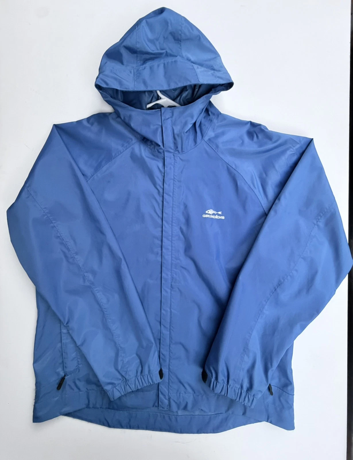 Grundens Hooded Jacket Mens XXL Waterproof Fishing Rain Gear Blue Snap & Zip