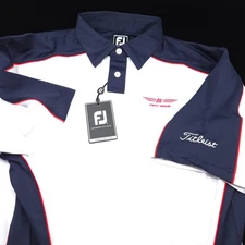 FootJoy -TOUR ISSUE Vokey Wedge Titleist Polo Shirt -XL-Athletic Fit White Blue