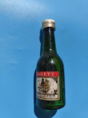 Vintage Marett Cognac VSOP Mignonnette, alte grüne Flasche, halb voll