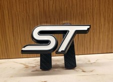Black & Gloss White ST grill badge, Fiesta, Puma, Kuga,EcoSport,Focus,Explorer,