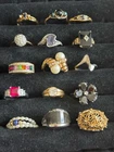 Mixed Ring Lot Vintage to Modern Costume Jewelry Variety Stones Metals 15 Pieces