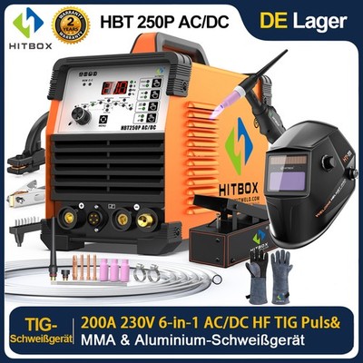 HITBOX 6in1 AC/DC TIG Schweißgerät Puls Aluminium 200A 220V TIG ARC Schweißset