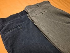 2 PAIRS VINTAGE SEARS WORK LEISURE PERMA PREST CORDUROY PANTS NAVY GREY 44 WAIST
