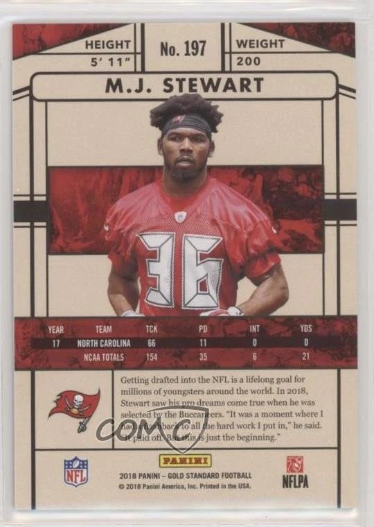 2018 Panini Gold Standard Rookies Rose Gold /25 MJ Stewart #197 Rookie RC - Image 2 of 2