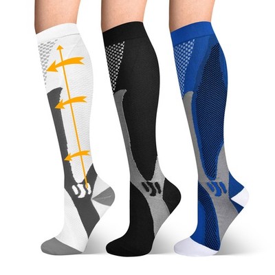 3 Pairs 30-40 mmHg Compression Socks - Knee High Support for Running & Sports US