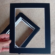 Bundle of 36 BLACK PHOTO MOUNTS 10x8 INCH With 8x6" Aperture. Mounts for frames