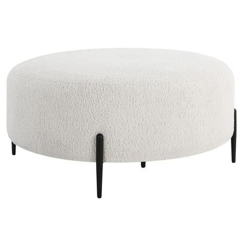 Uttermost Arles Large Plush White Ottoman - Picture 2 of 6
