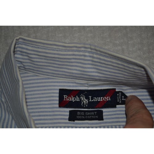 Camisa de vestir Polo Ralph Lauren vintage años 90 para hombre talla grande azul a rayas - Imagen 7 de 8