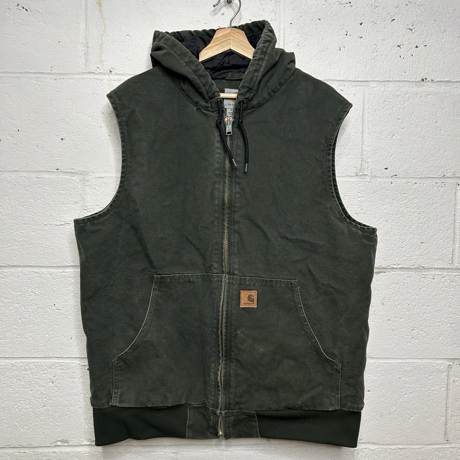 Carhartt Hooded Quilted Canvas Vest “Moss Green” 100121 316 Men’s X-Large