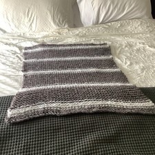 Handmade Knitted Striped Baby Blanket 23  x 30  