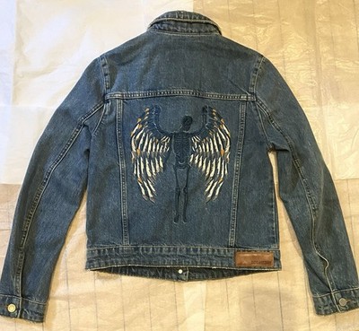 Zadig & Voltaire Denim Jacket Women Small Kioky Bleu Brode Embroidered Back
