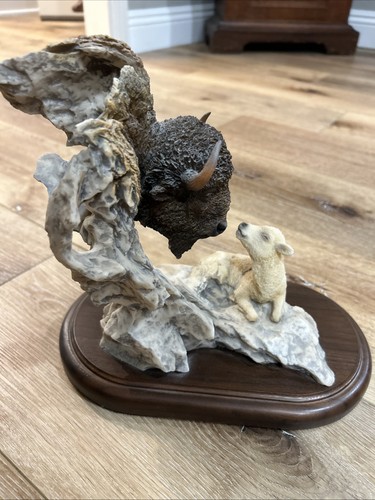 Mill Creek Studios Sacred Gift Bison Wolf Sculpture Wildlife Figurine Resin 9"
