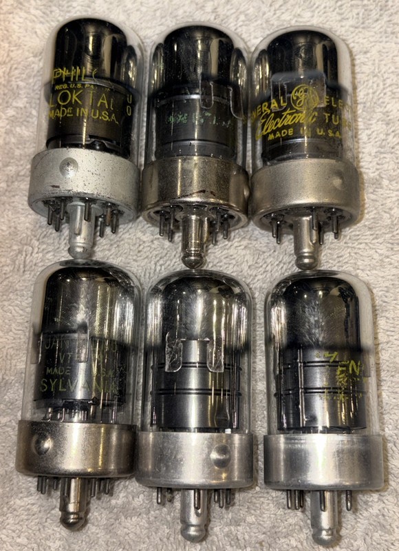 1LN5 Loktal Vacuum Tubes Lot Of 6 Sylvania GE Philco Etc Tested Good
