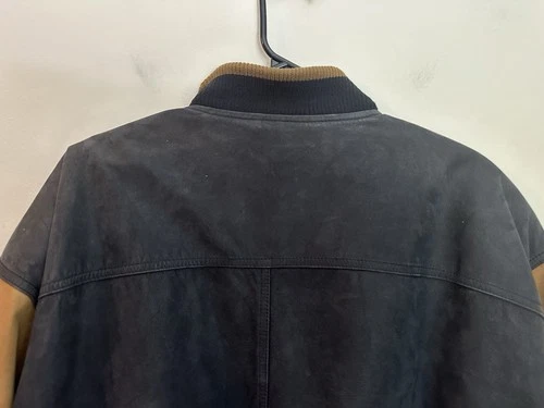 Members Only Vintage Leather Bomber Jacket XL Black Tan Excellent Condition image 11