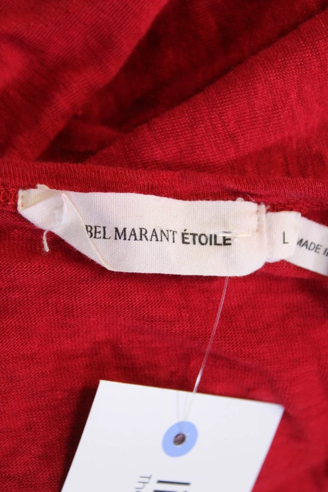 Camiseta Isabel Marant Etoile Mujer Lino Cuello Redondo Manga Corta Roja Talla L Foto 4 de 4