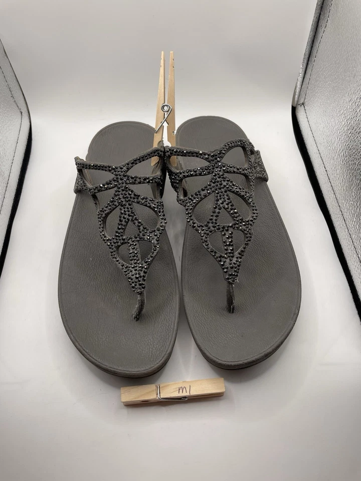 Sandalias para mujer Fitflop Bumble Crystal grises H70-001 brillantes talla 7 Foto 3 de 4