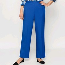 Alfred Dunner Womens Blue Autumn Weekend Straight Leg Pull On Pants Size 18