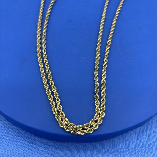 Set gioielli vintage Napier collana bracciale orecchini corda intrecciata catena tono oro - Foto 3 di 13