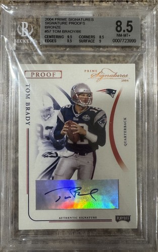 2004 TOM BRADY PLAYOFF PRIME SIGNATURES PROOFS BRONZE /86 BGS 8.5 AUTO 10
