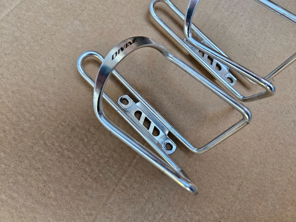 Set of 2 Divine Water Bottle Cages Bicycle Aluminum Silver Road Mountain Bike - Image 3 of 4