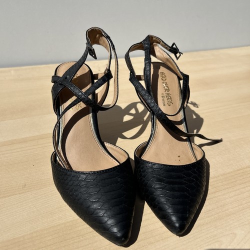 DUNE Head over Heels schwarze Leder Heels - Slingpumps - Stiletto Gr. 4 / 37