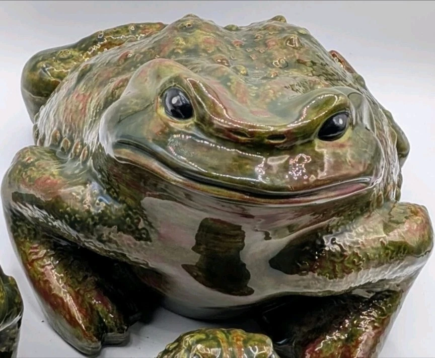 Vtg 70s MCM Arnels XL Ceramic Toad Garden Statue Lawn Decor Frog 14" Ornament - Image 2 of 4