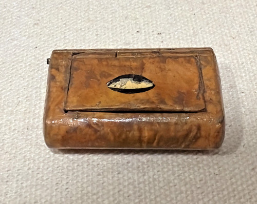 Rare Antique Primitive Wood Snuff Box Laurencekirk Hinge