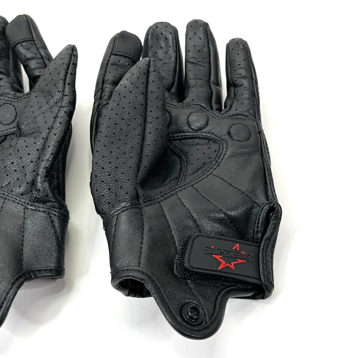 Motorcycle Gloves Black Leather knuckle Armor Glove Men Riding Biker Size 7 S